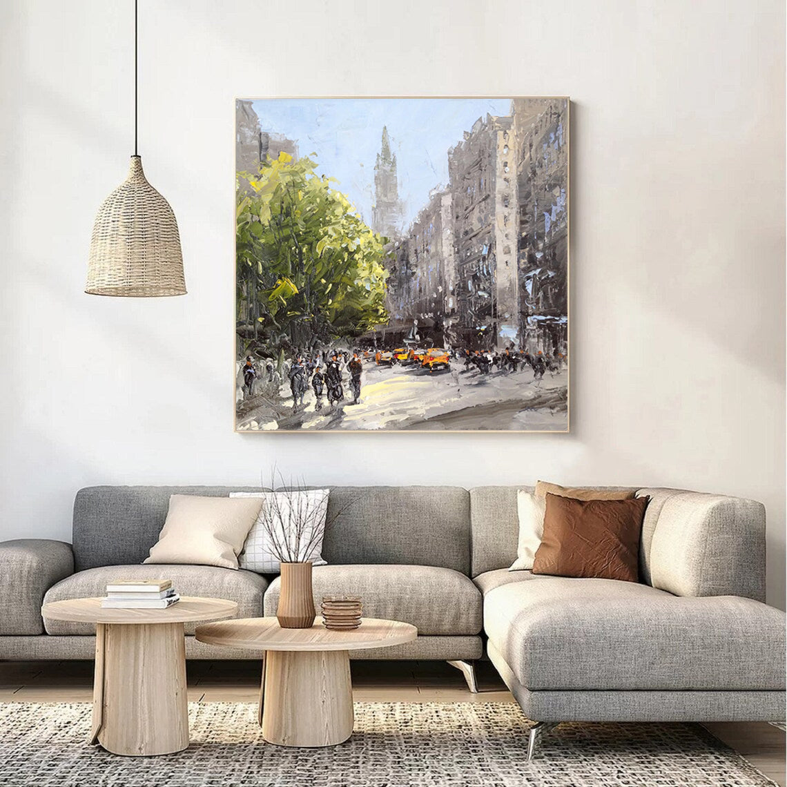 a living room scene with a couch and a coffee table