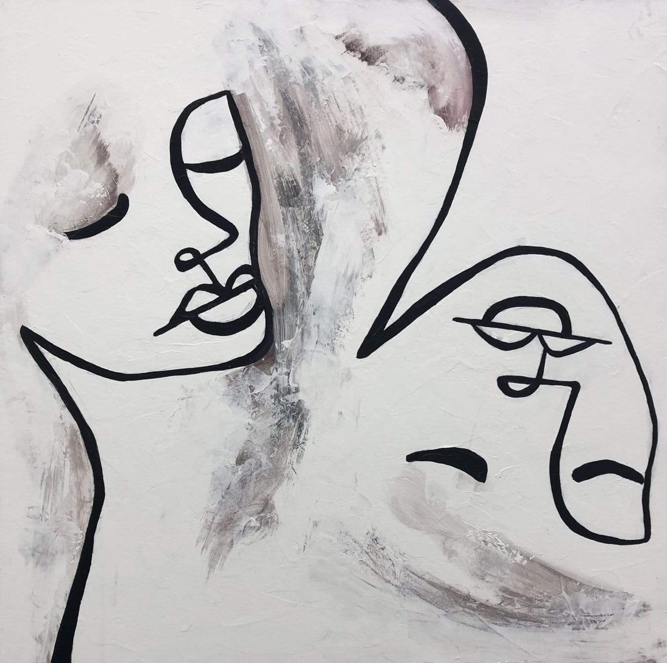 a painting of a woman's face with a man's face in the