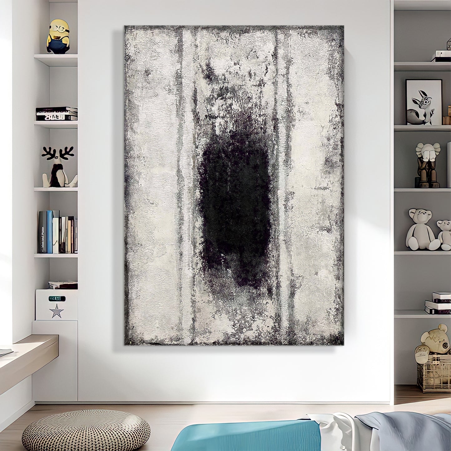 a painting on a wall in a living room
