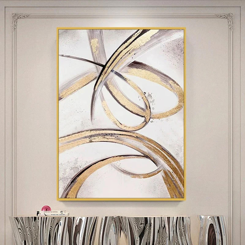 a painting hanging on a wall above a table