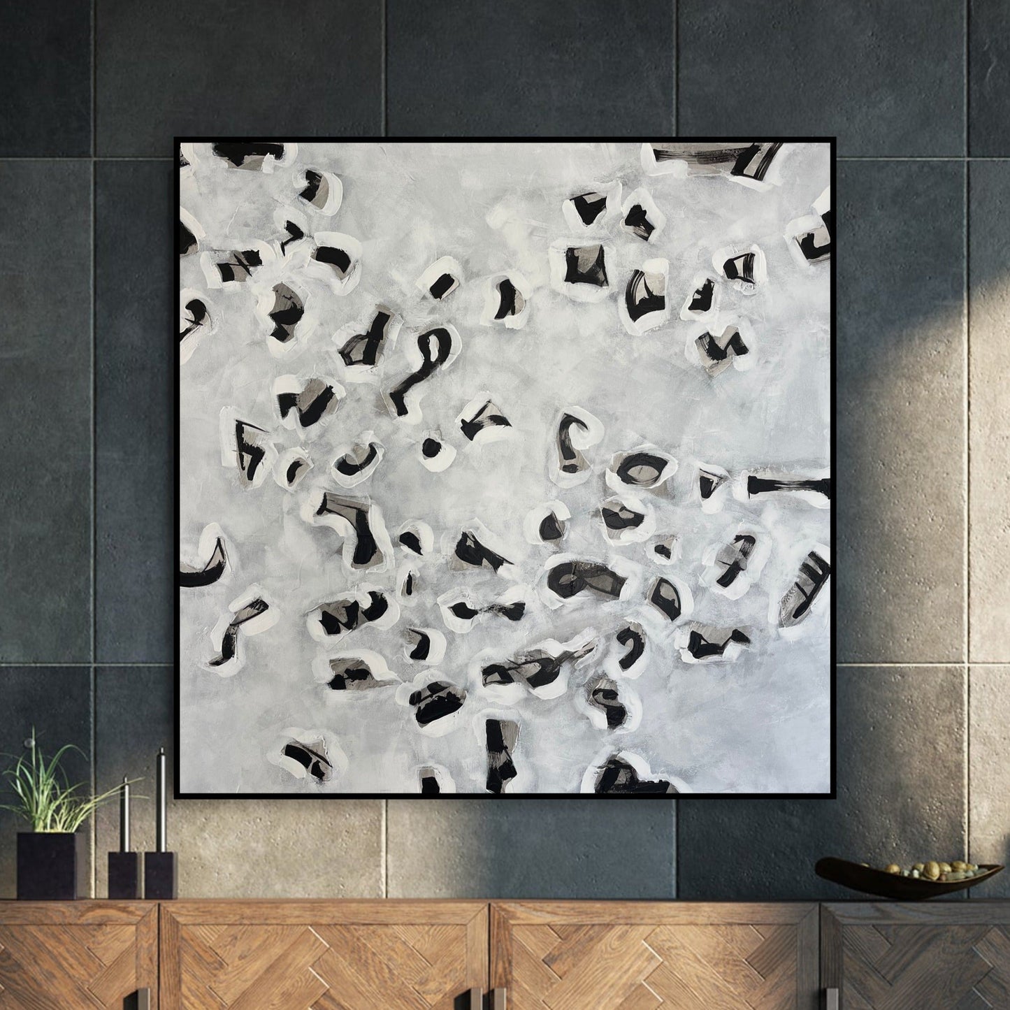a painting on a wall in a living room