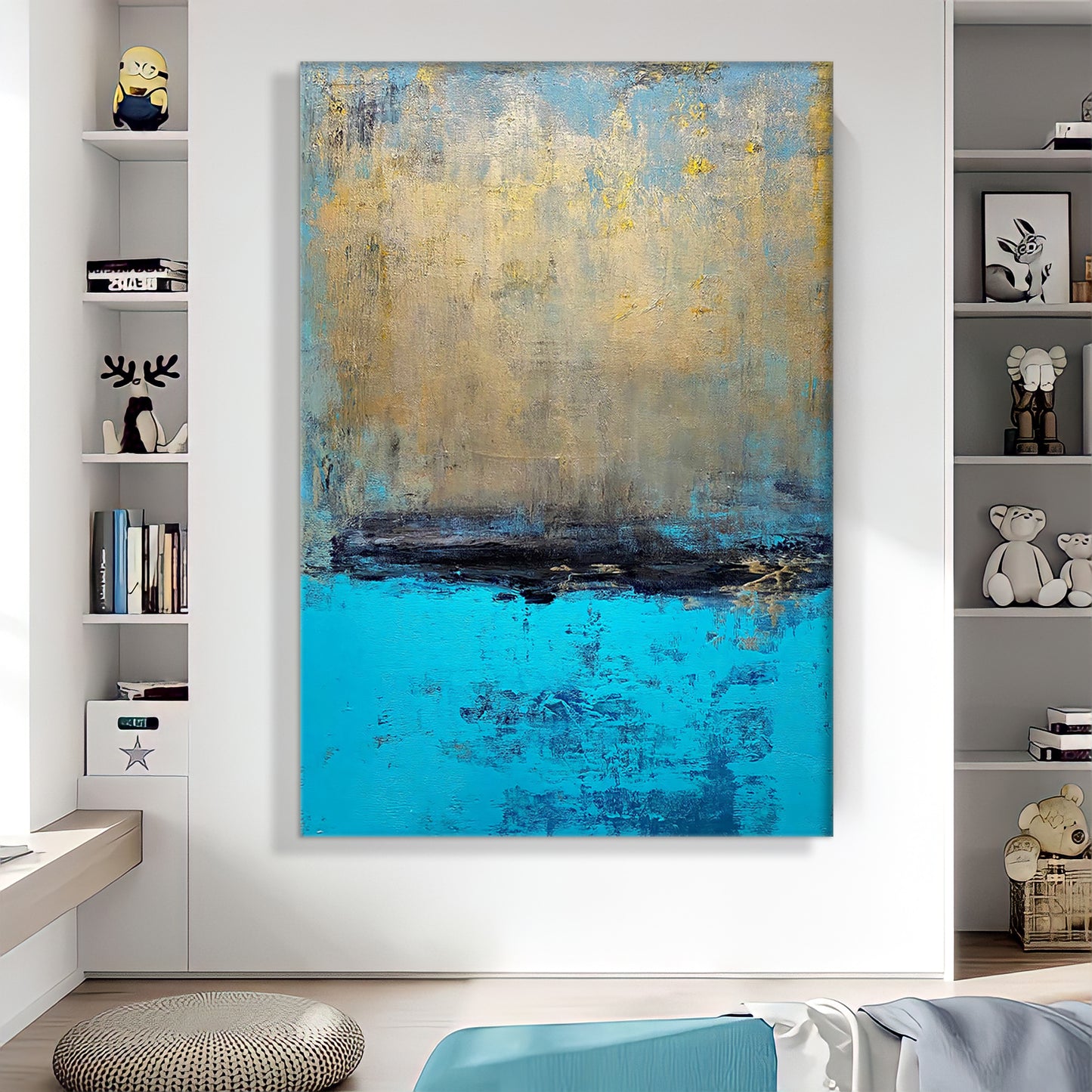 a painting on a wall in a living room