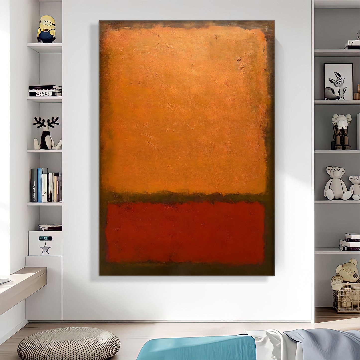 a painting on a wall in a living room