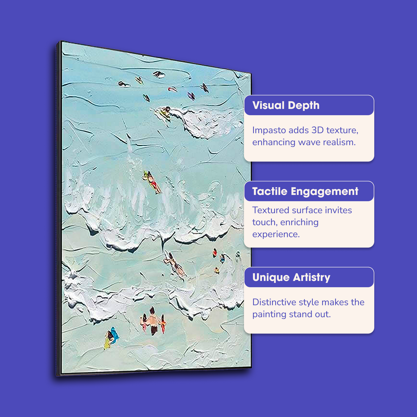 a painting of people swimming in the ocean
