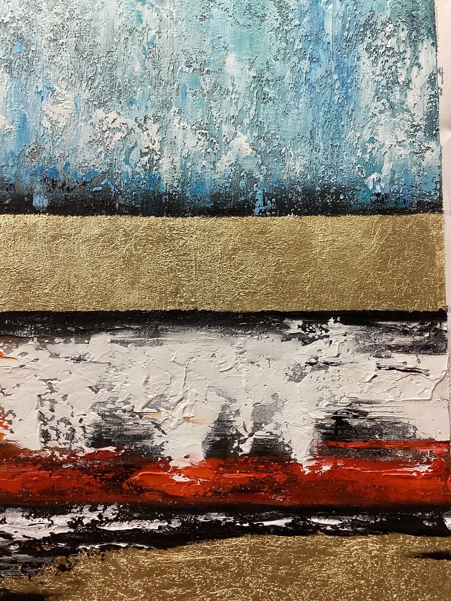 a painting of a red, white, and blue stripe