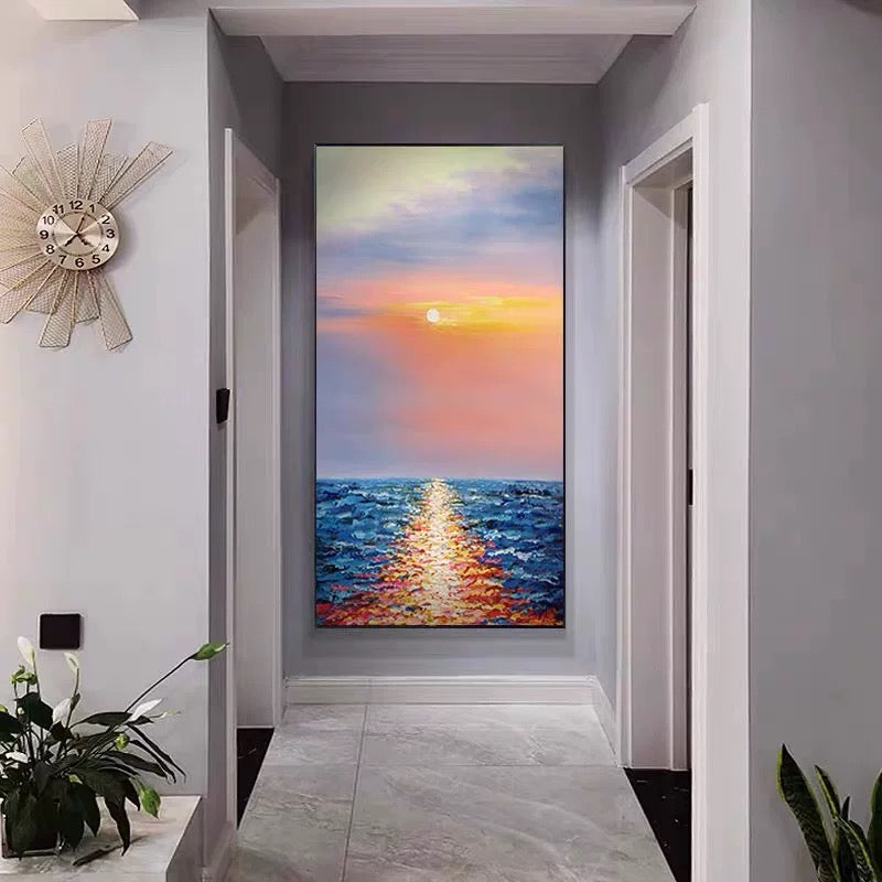 a painting on a wall of a hallway