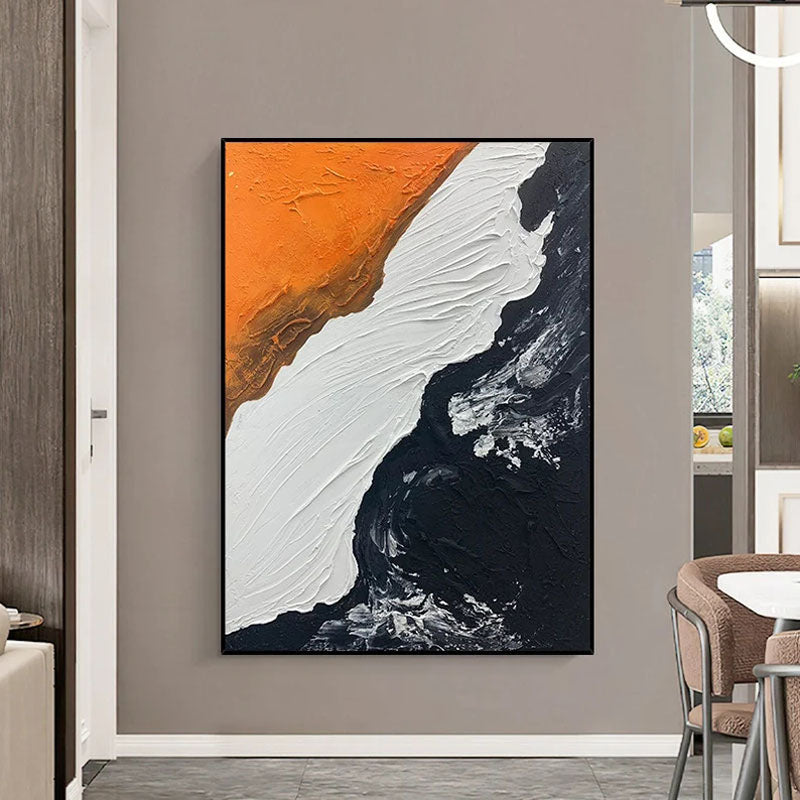 a painting hanging on a wall in a living room