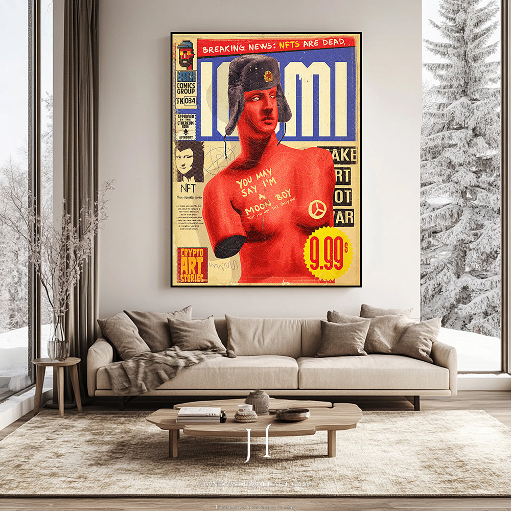 a living room filled with furniture and a painting on the wall