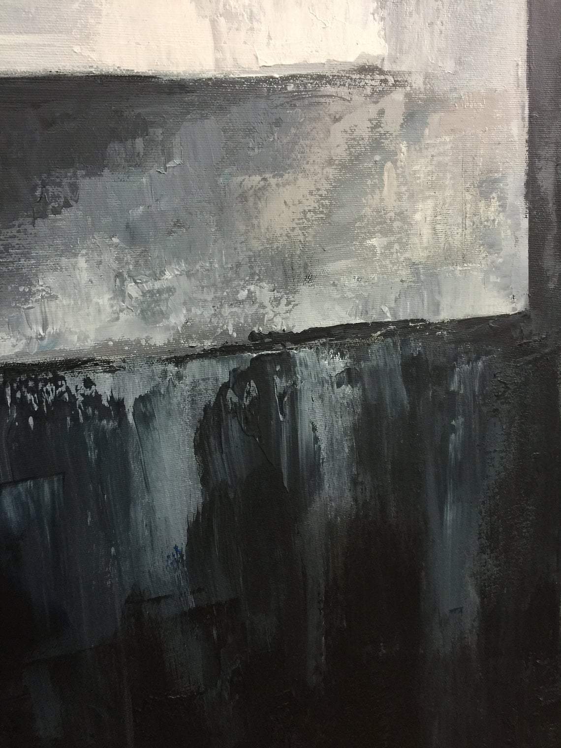 a painting of a black and white abstract painting