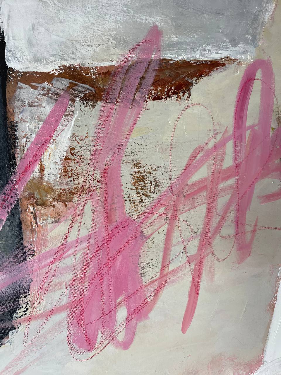 a painting with pink paint on it