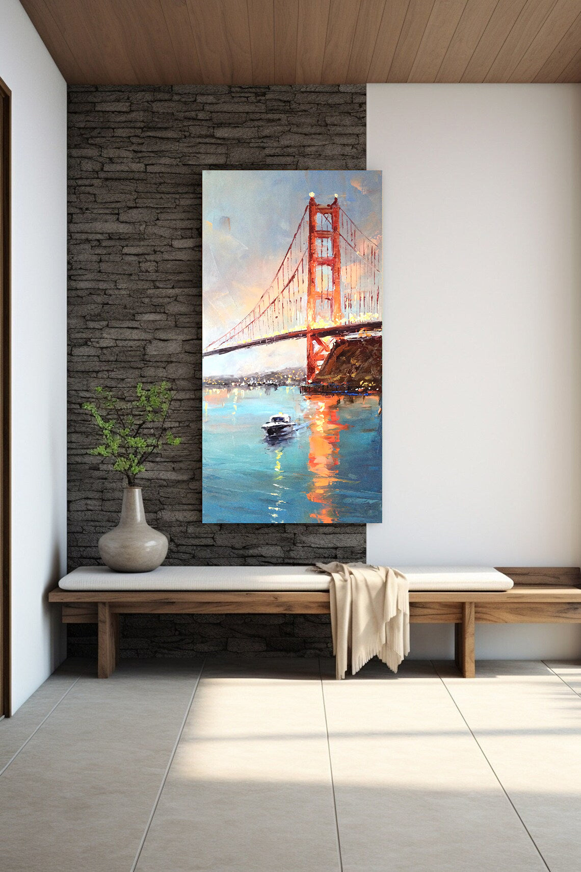 a painting of the golden gate bridge in san francisco