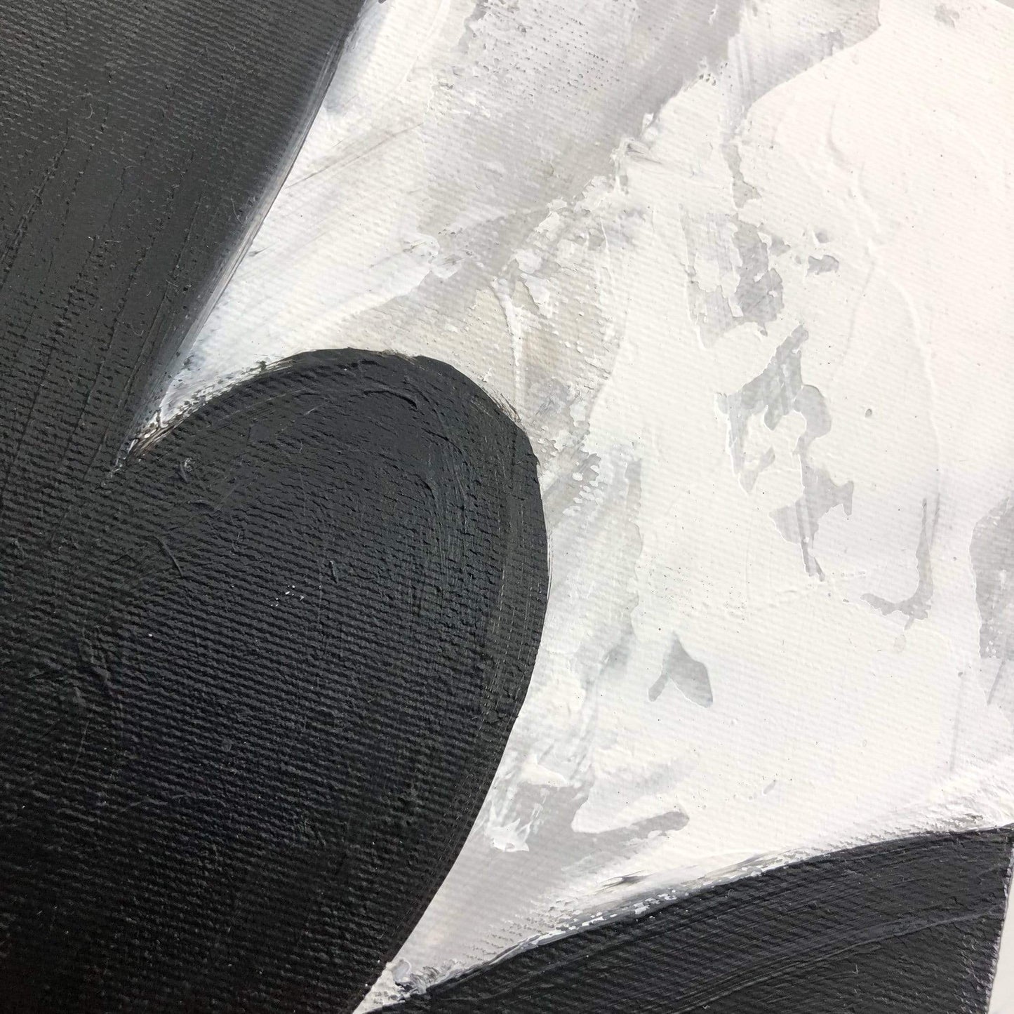 a painting of a black and white heart