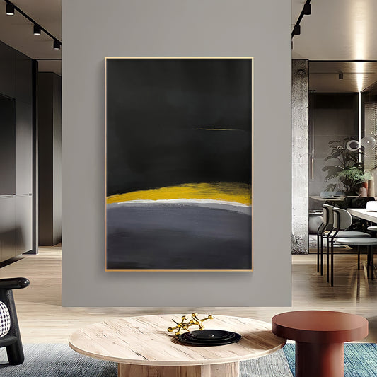 a painting hanging on a wall in a living room