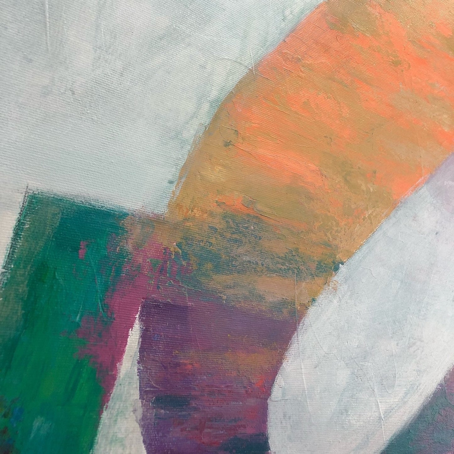 The image is an abstract painting with a vibrant mix of colors and brushstrokes, creating a dynamic and visually striking composition.