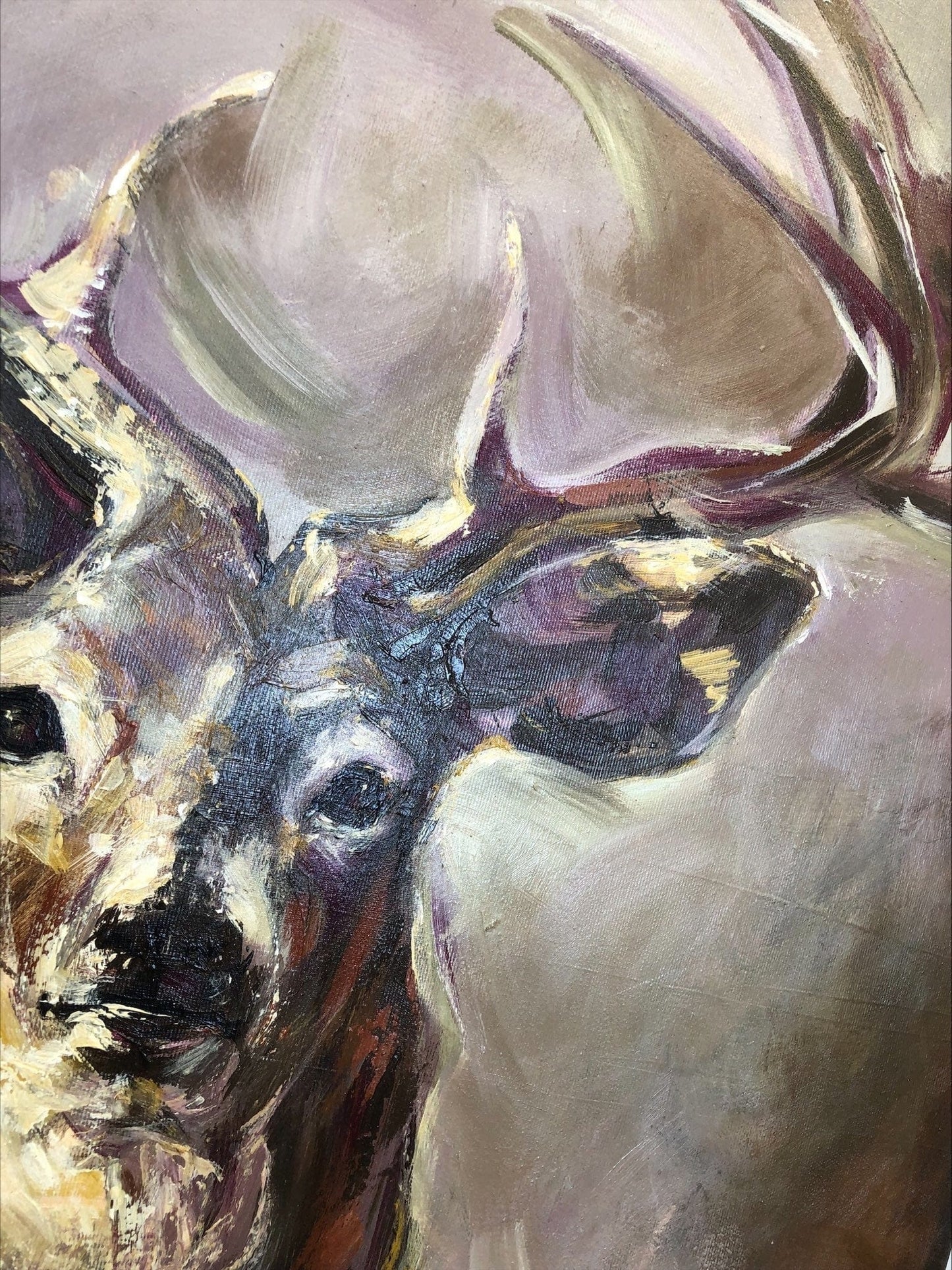 a painting of a deer with antlers on it's head