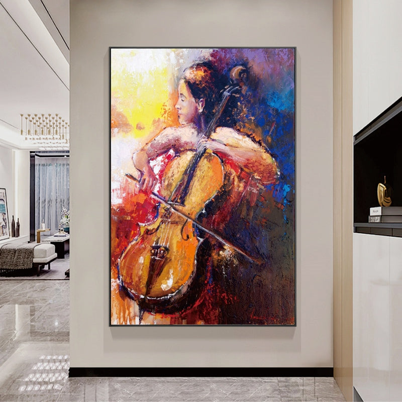 a painting of a woman playing a violin