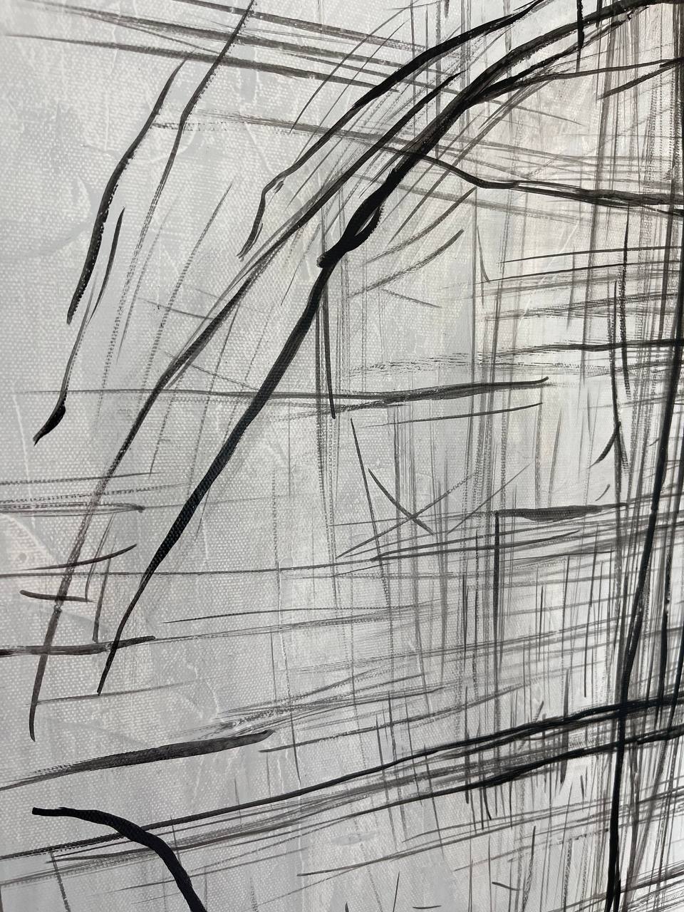 a black and white drawing of lines on a wall