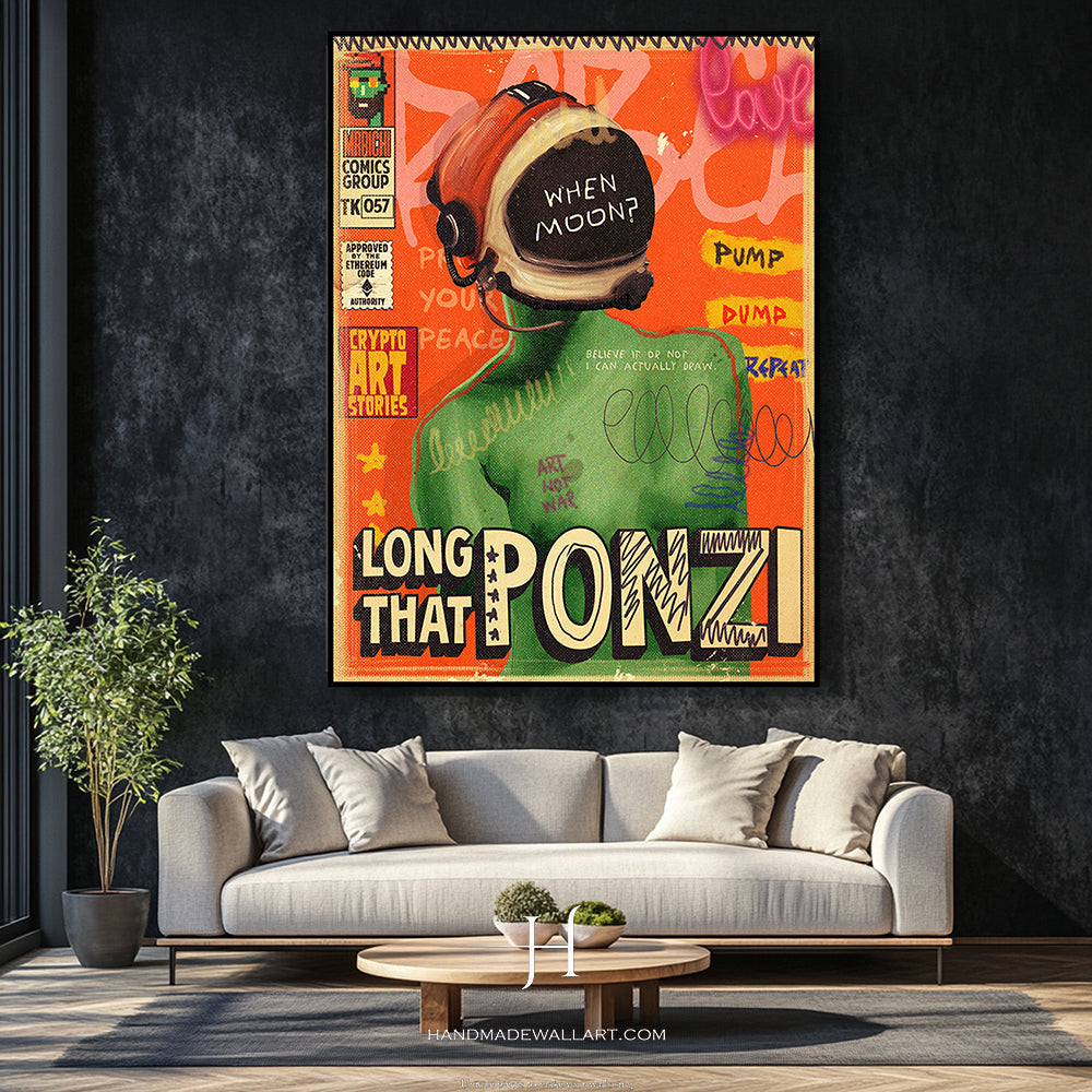 a living room with a couch and a painting on the wall