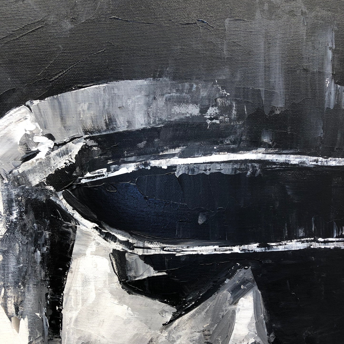 a black and white painting of a bowl