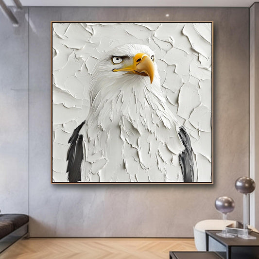 a painting of a bald eagle on a wall