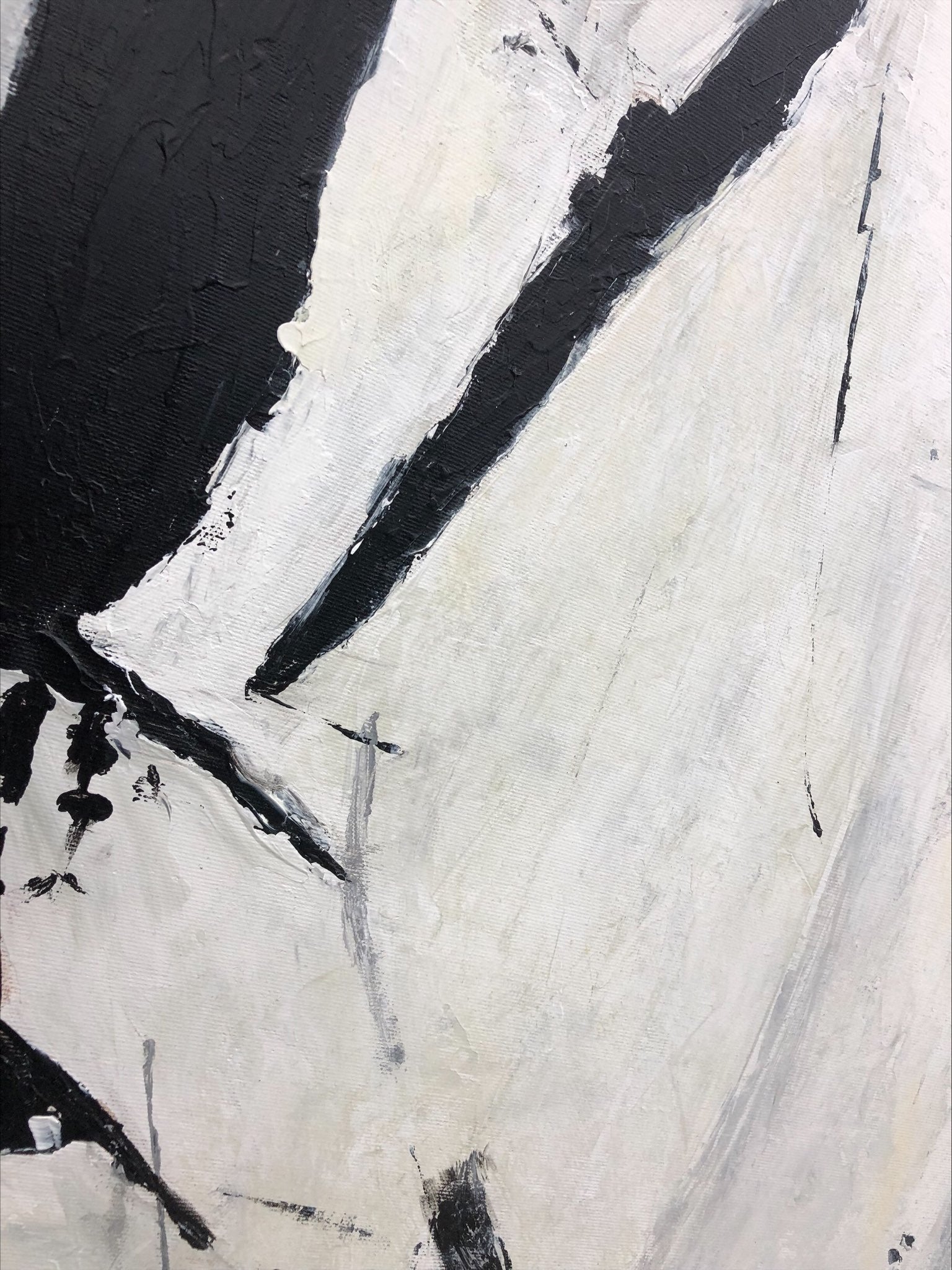 a painting with black and white lines on it