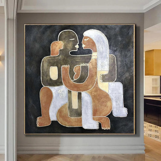 The image is a large abstract painting displayed on a wall.