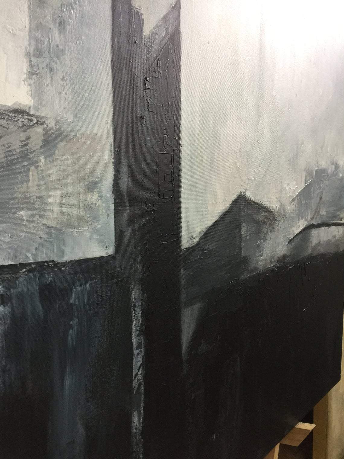 a black and white painting on a wall