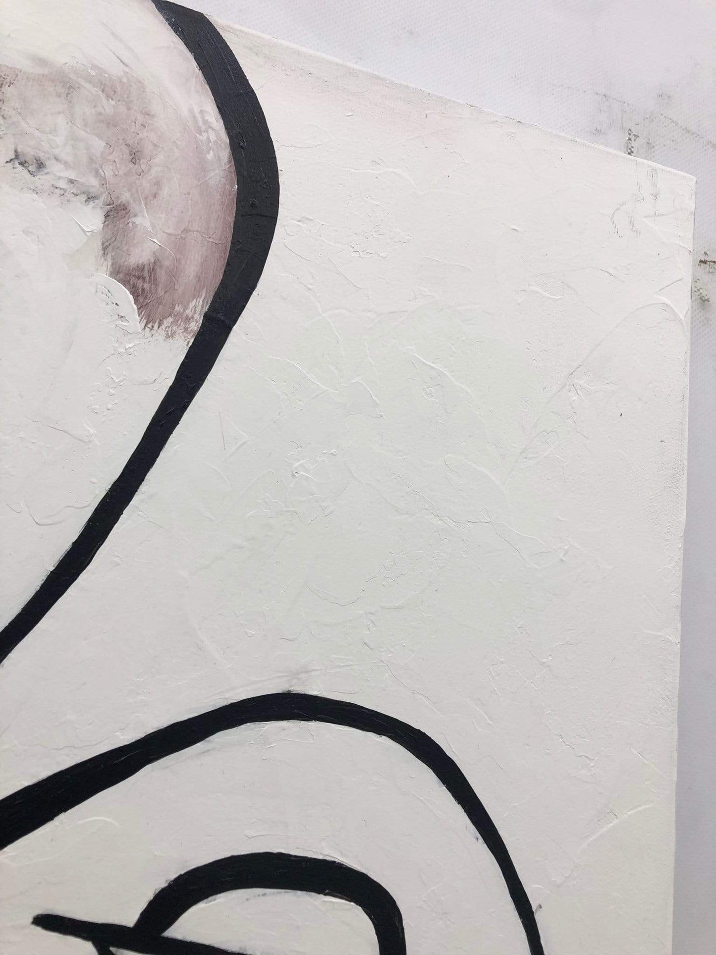 a painting with black and white lines on it