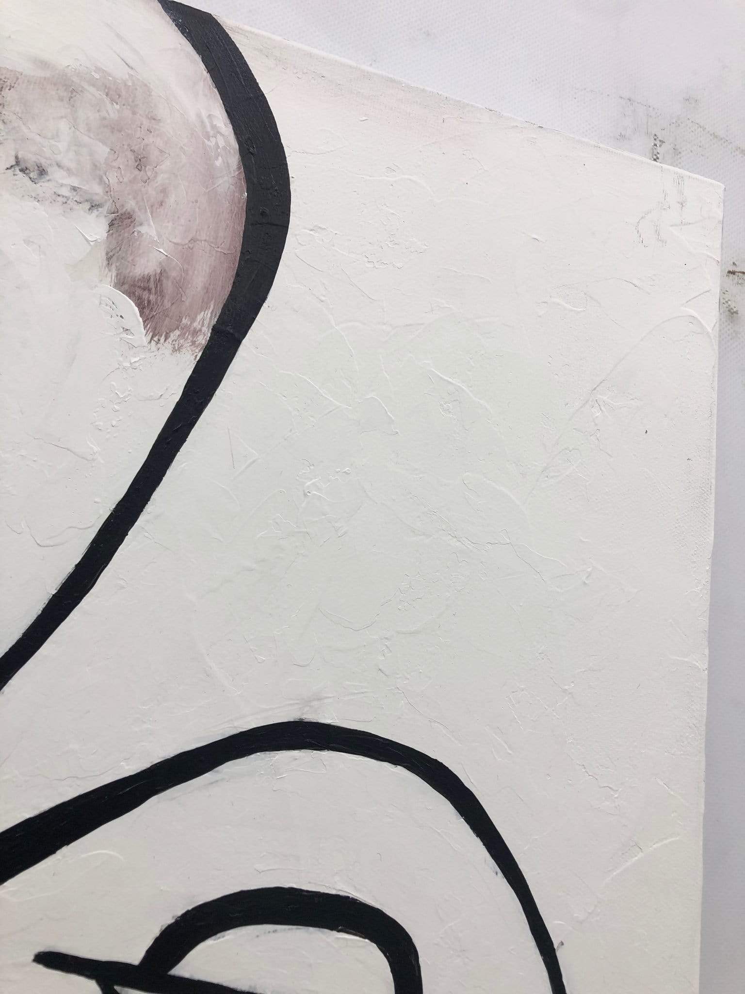 a painting with black and white lines on it