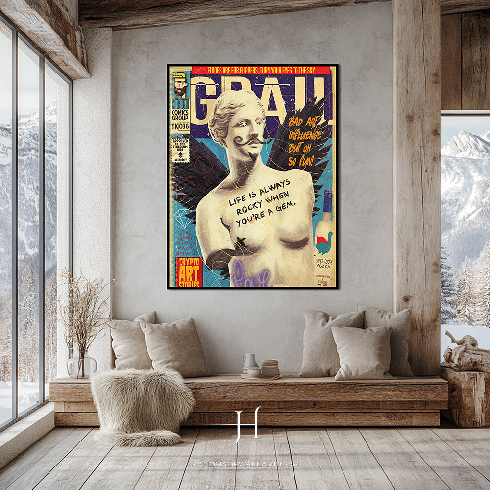 a poster of a naked woman on a wall
