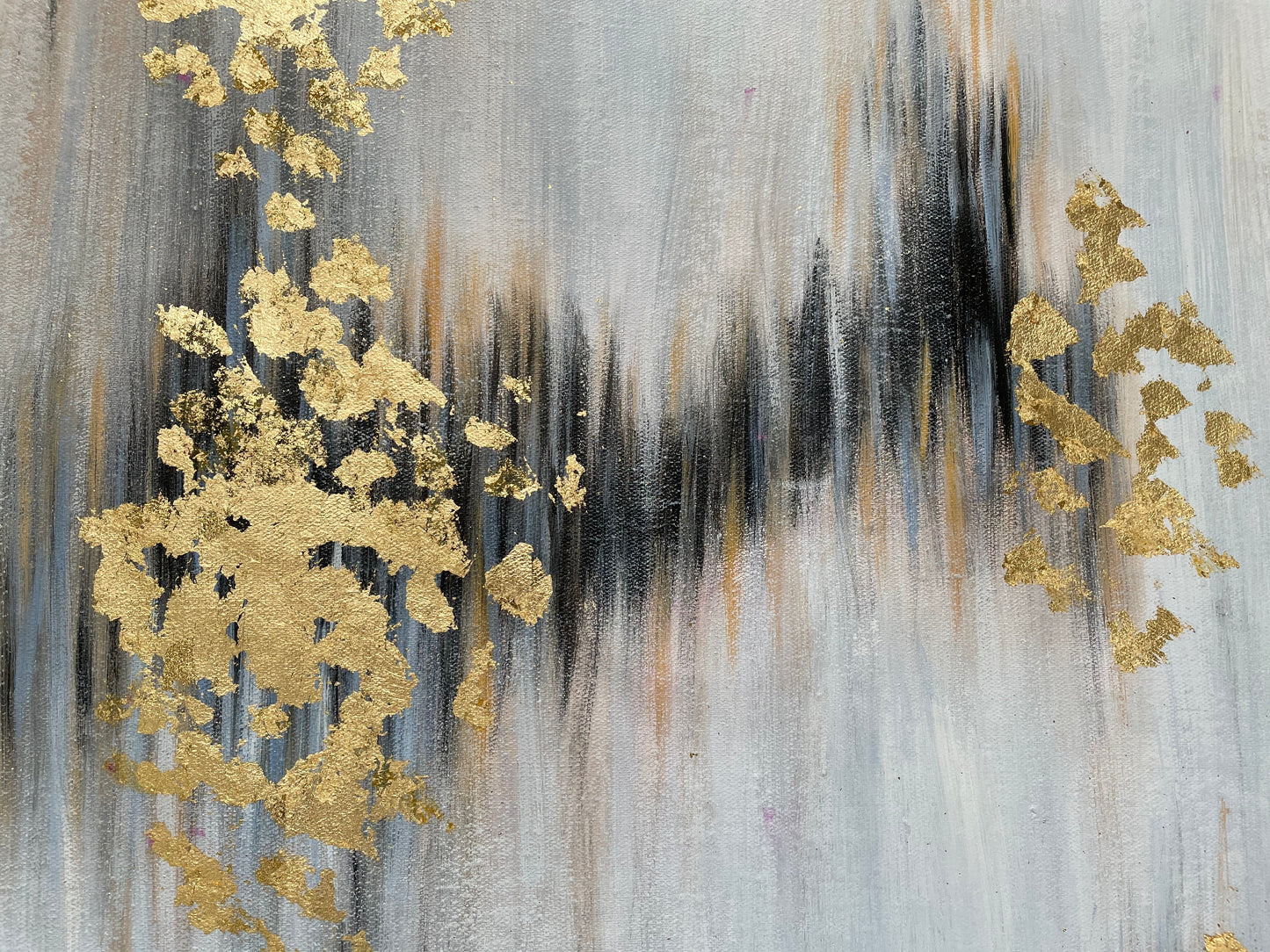 a painting with gold leaves on it