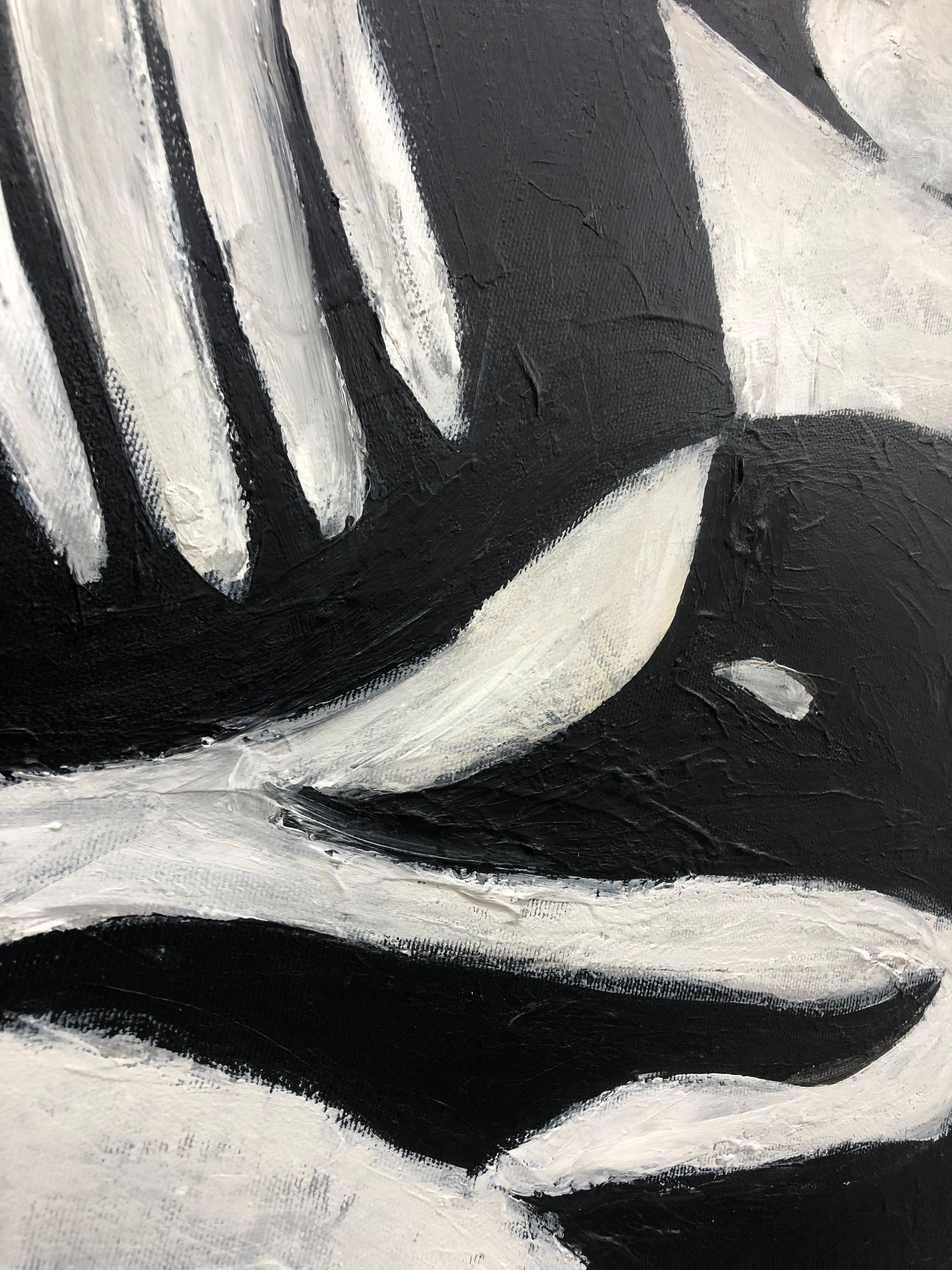 a black and white painting of a fork