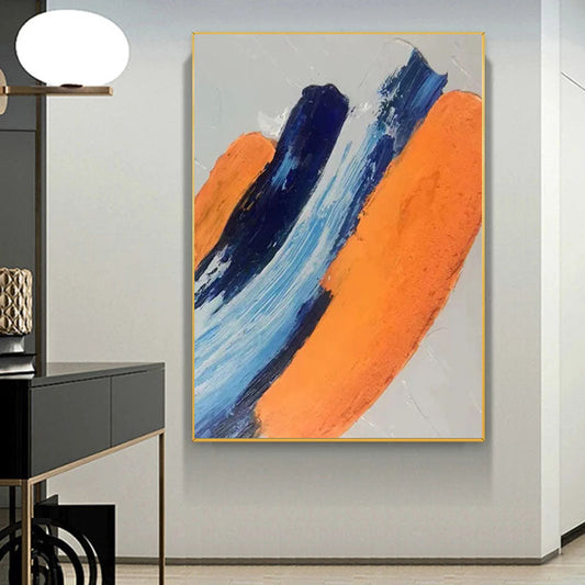 a painting hanging on a wall in a room