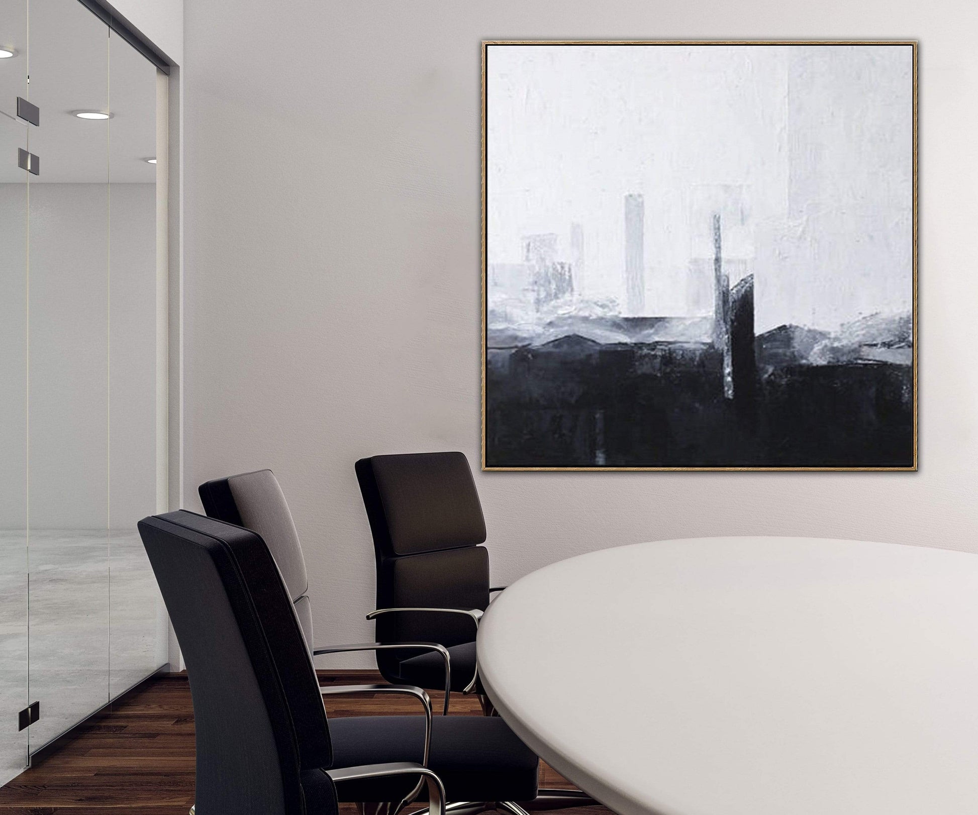 a white table and chairs in a room