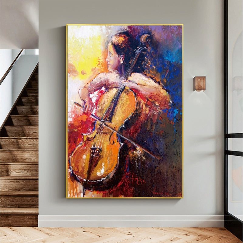 a painting of a woman playing a violin