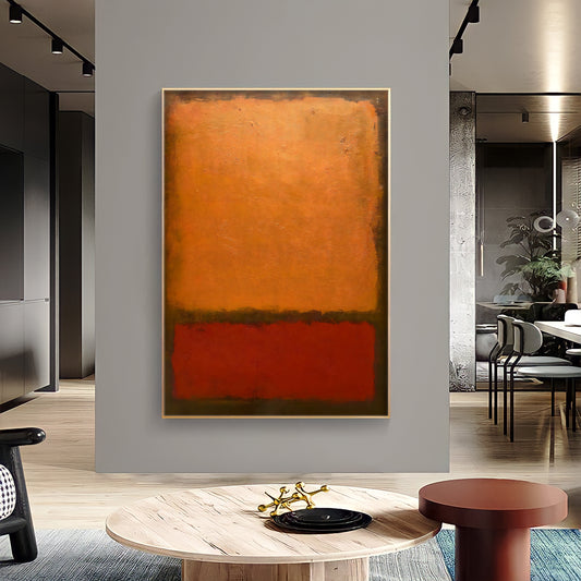 a painting hanging on a wall in a living room