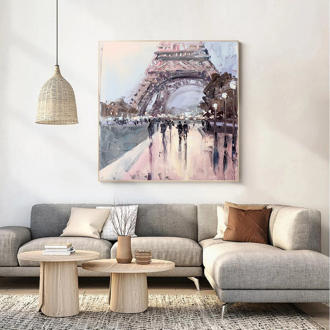 a painting of the eiffel tower in paris