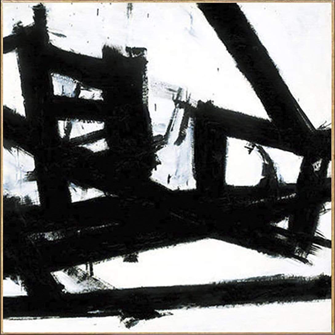 a black and white painting with a gold frame