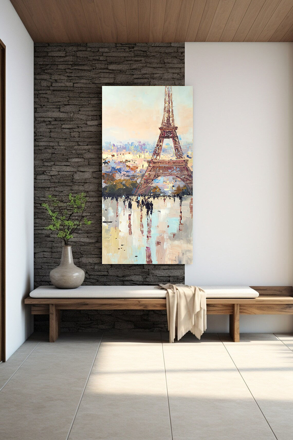 a painting of the eiffel tower in paris