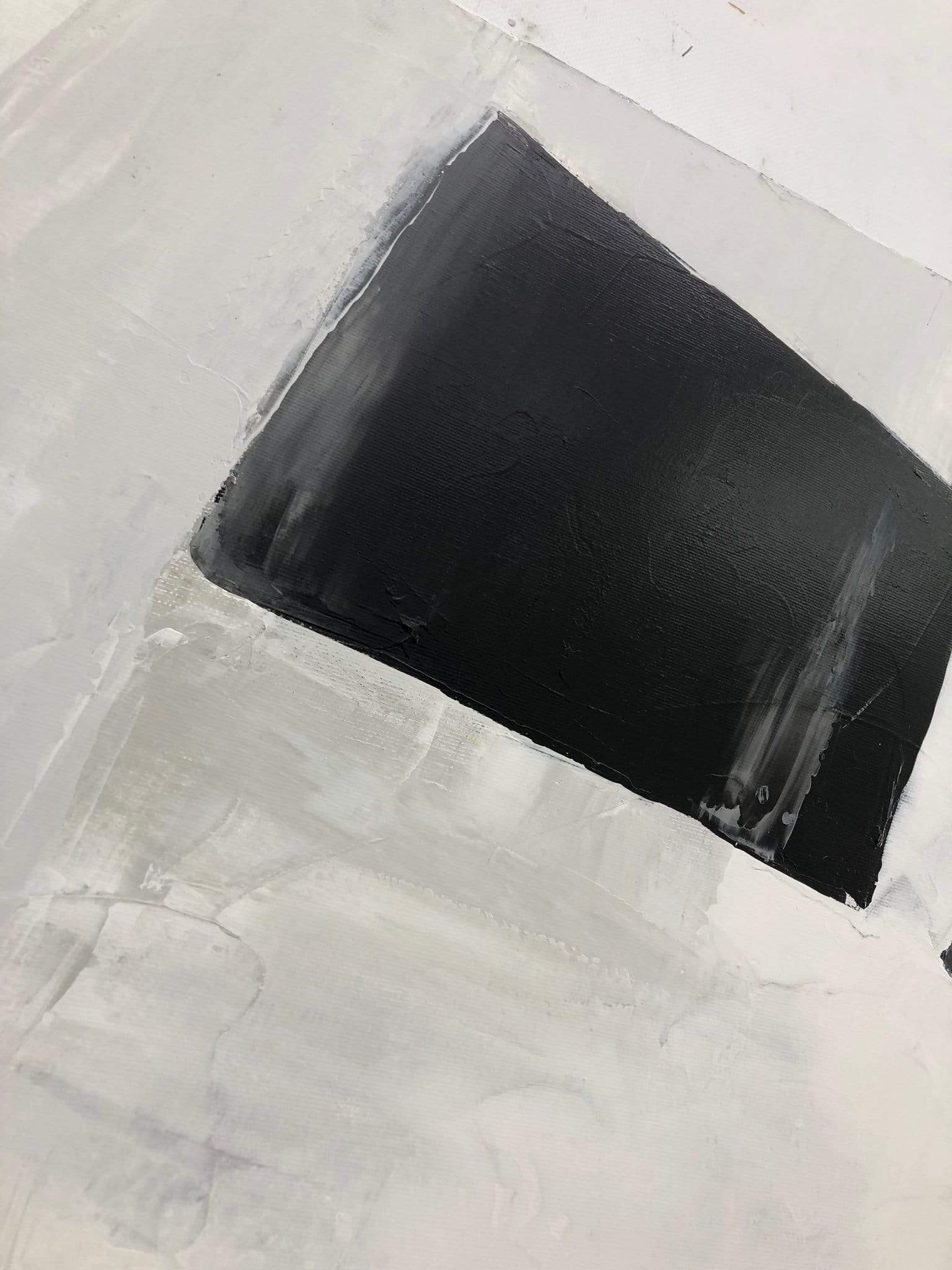 a painting of a black square on a white background