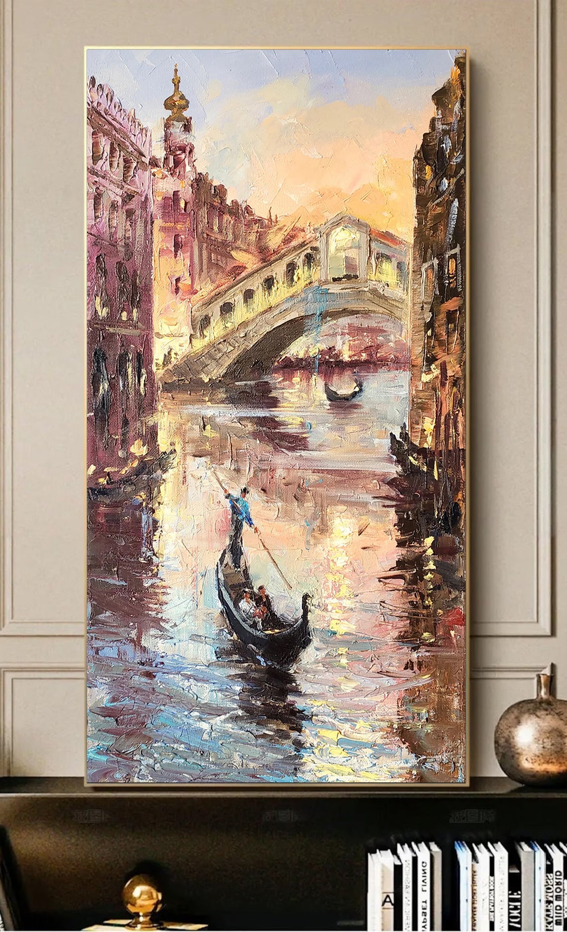 a painting of a gondola in venice