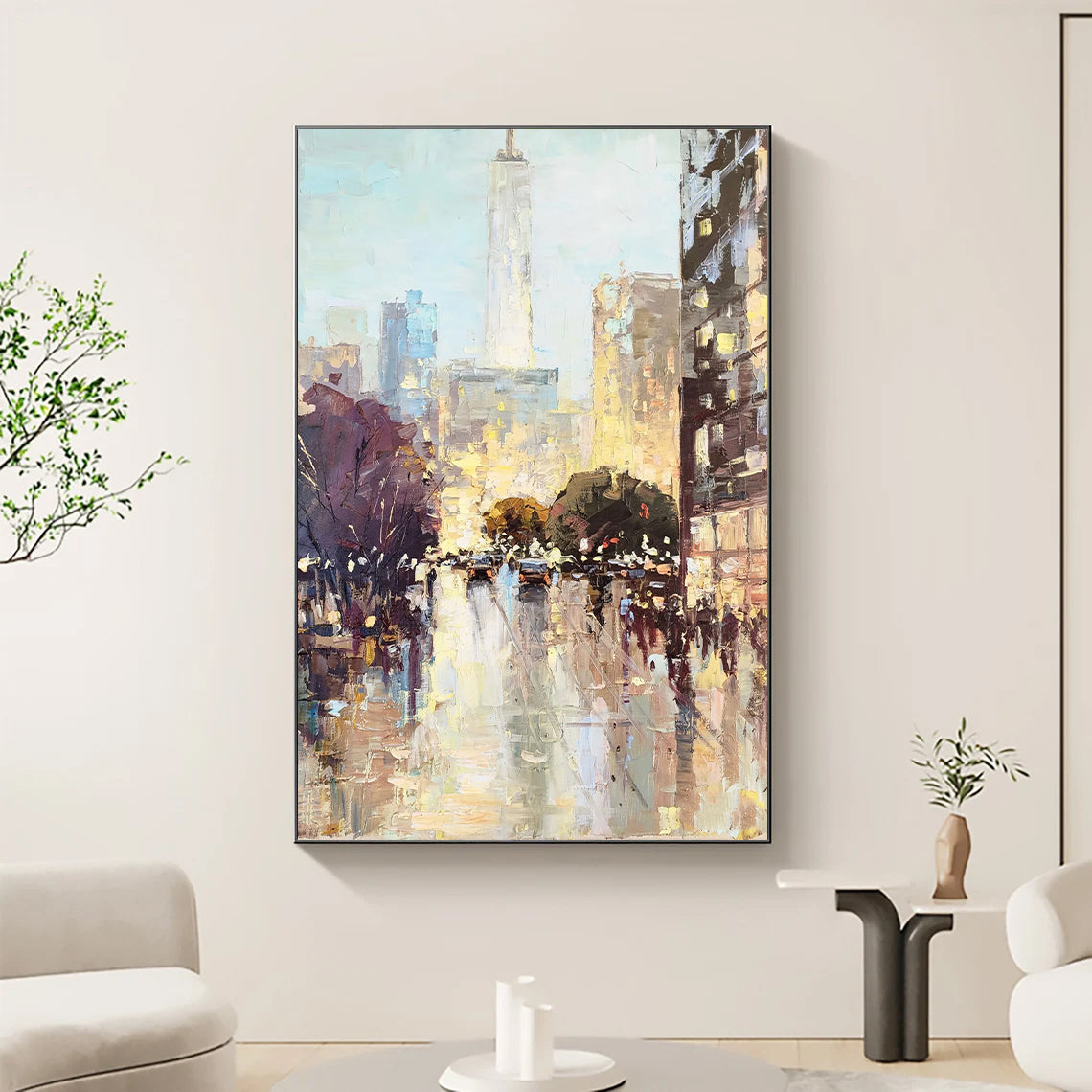 a painting of a cityscape with a view of the eiffel tower