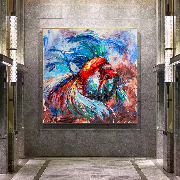 a painting of a fish on a wall